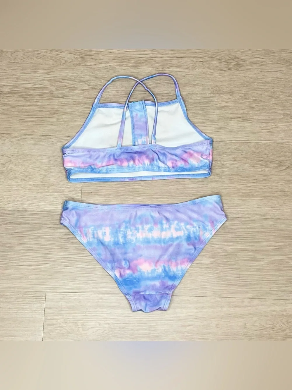 Primark Kids Tie-Dye Two-Piece Swim Set - Pastel Blue & Pink - Size 8/9 Years